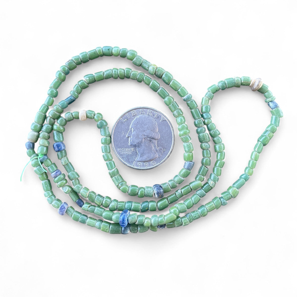 Small Antique Green Glass Tradewind - Nila Beads from the African Trade - Rita Okrent Collection (AT1917)