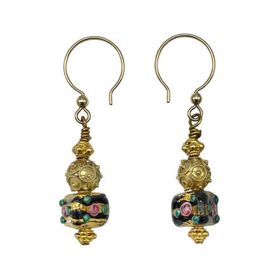 Gold Washed and Wedding Cake Beaded Earrings - Rita Okrent Collection (E650)