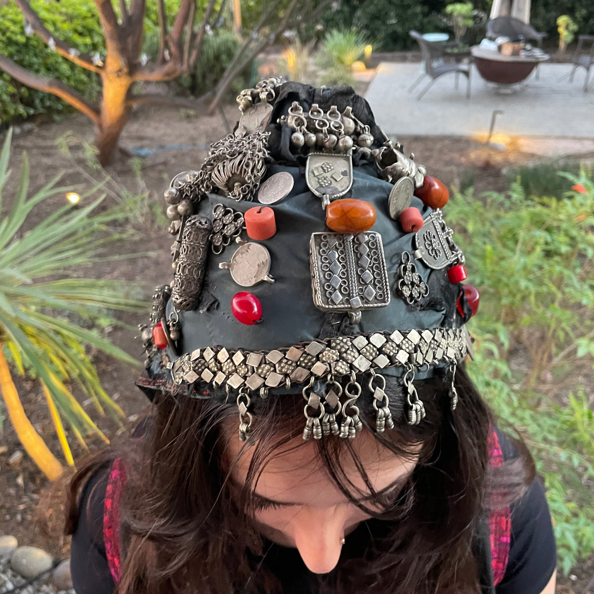 An Extraordinary, Richly Adorned Yemeni Woman’s Bonnet - Rita Okrent Collection (C910)