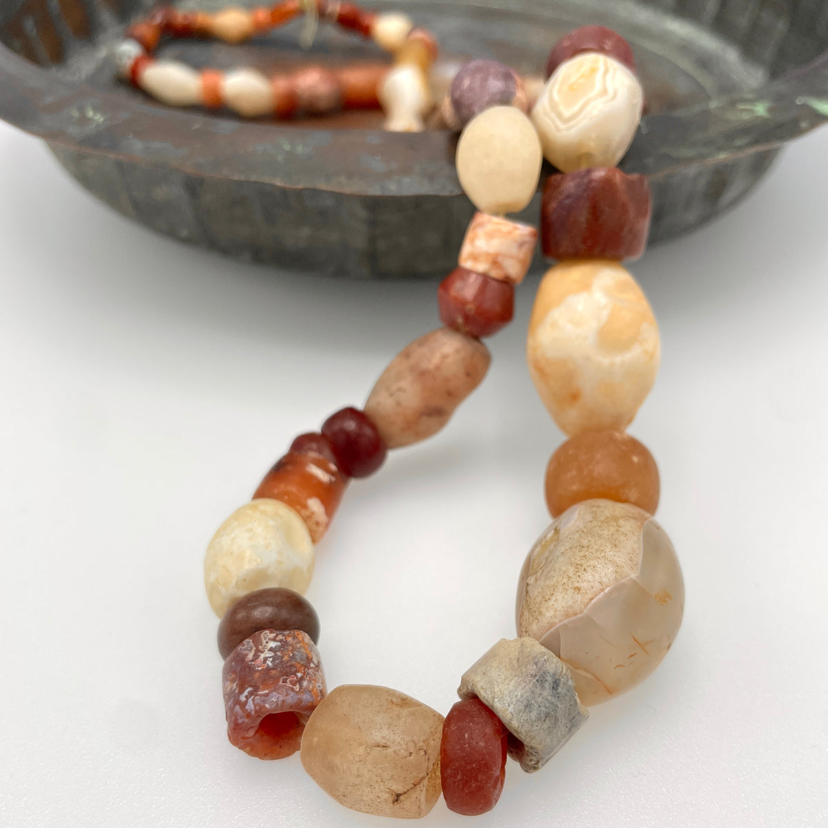 Mixed Hand Carved Antique Stone Strand - Rita Okrent Collection (S756)