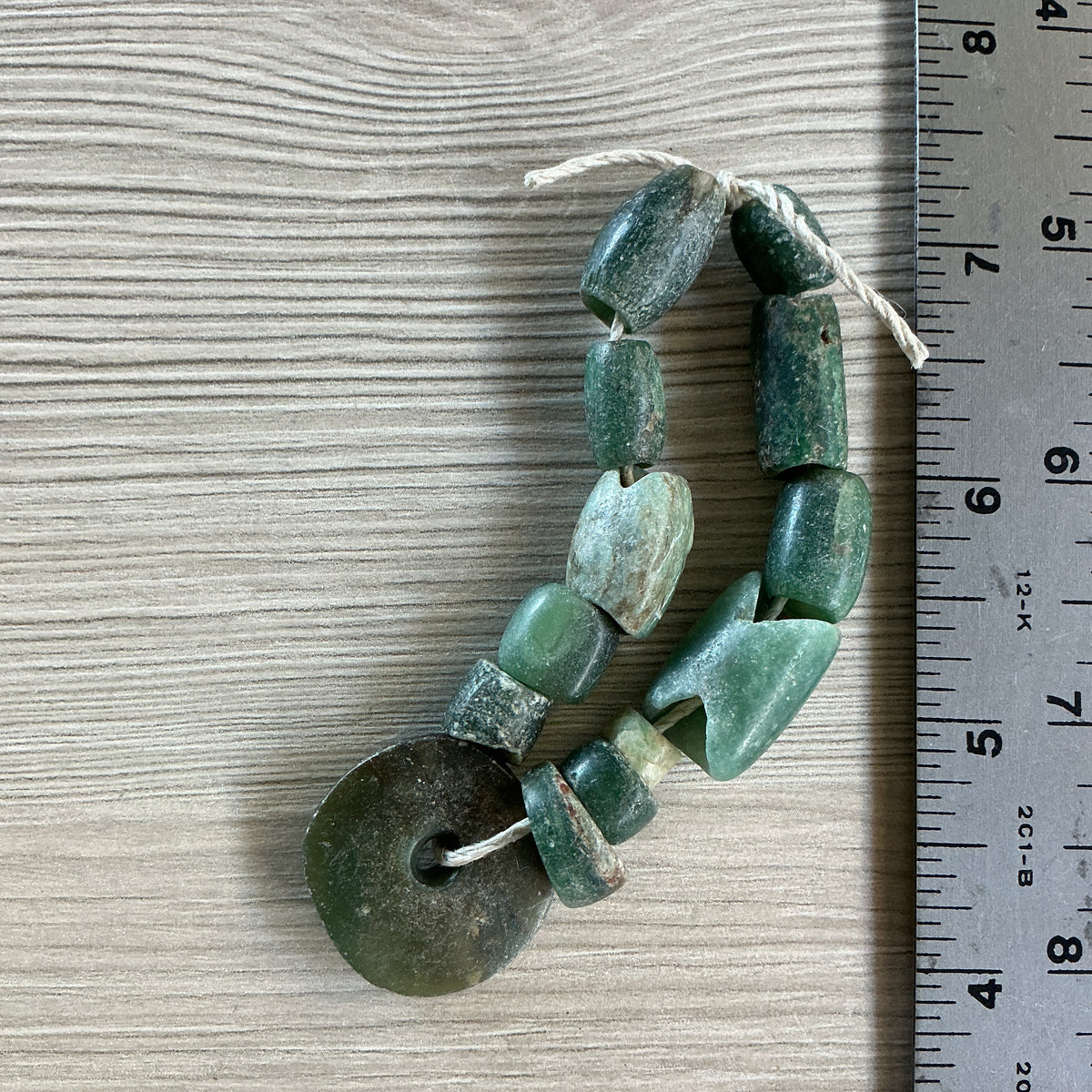 Deep Green Ancient Serpentine Stone Beads from Mauritania - Rita Okrent Collection (S582)
