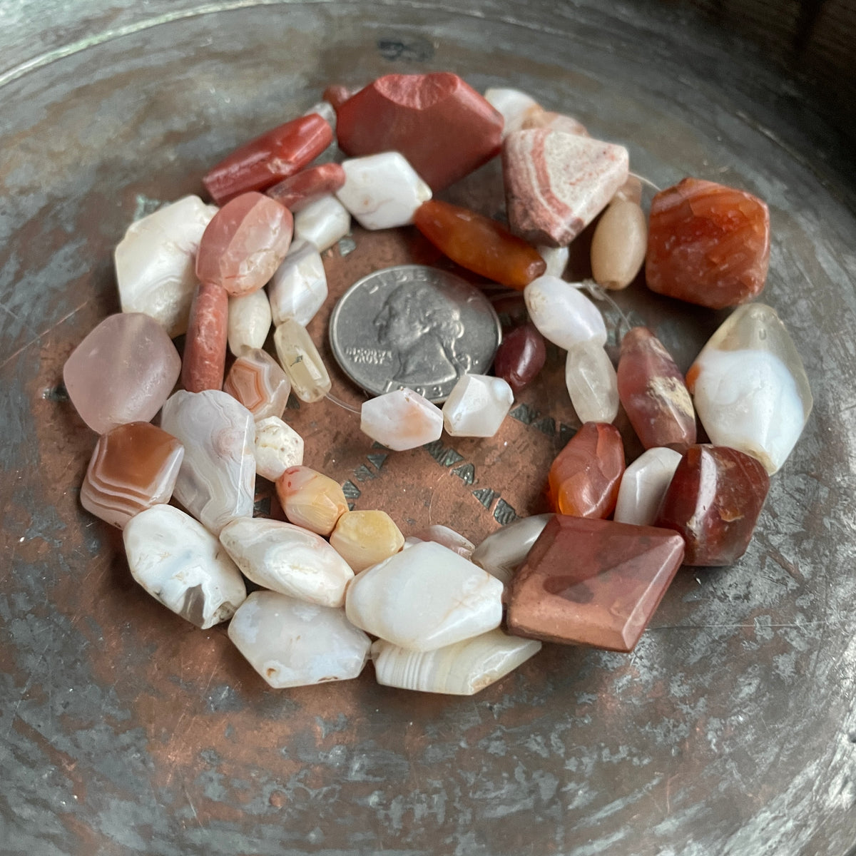 Antique Flat Tabular Diamond-Shaped Agate Carnelian Beads from Mali - Rita Okrent Collection (S404b)