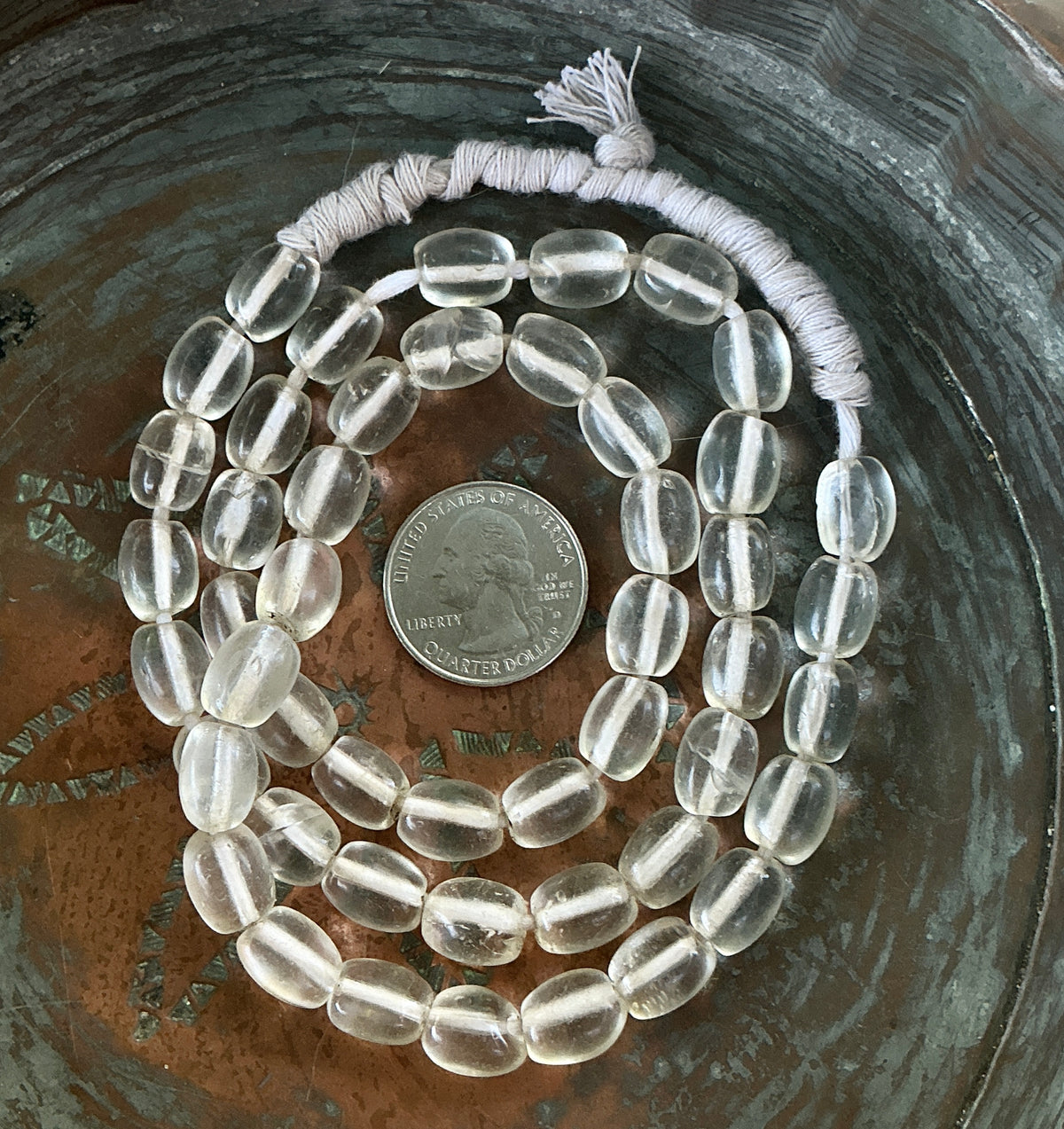 Vintage Bohemian Clear Oval Glass Beads from the African Trade - Rita Okrent Collection (ANT290)