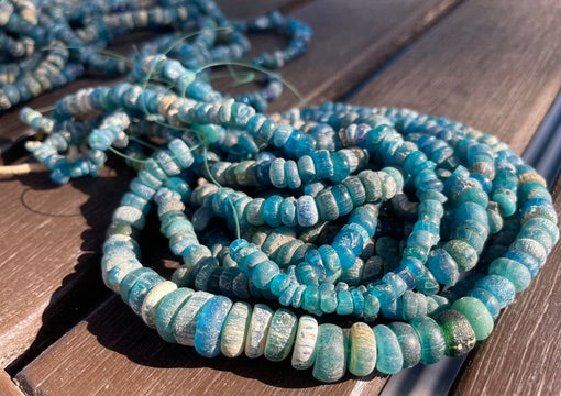 Favorite Very Blue Glass Medium Sized Nila Beads from the West African Trade - Rita Okrent Collection (AT0422j)