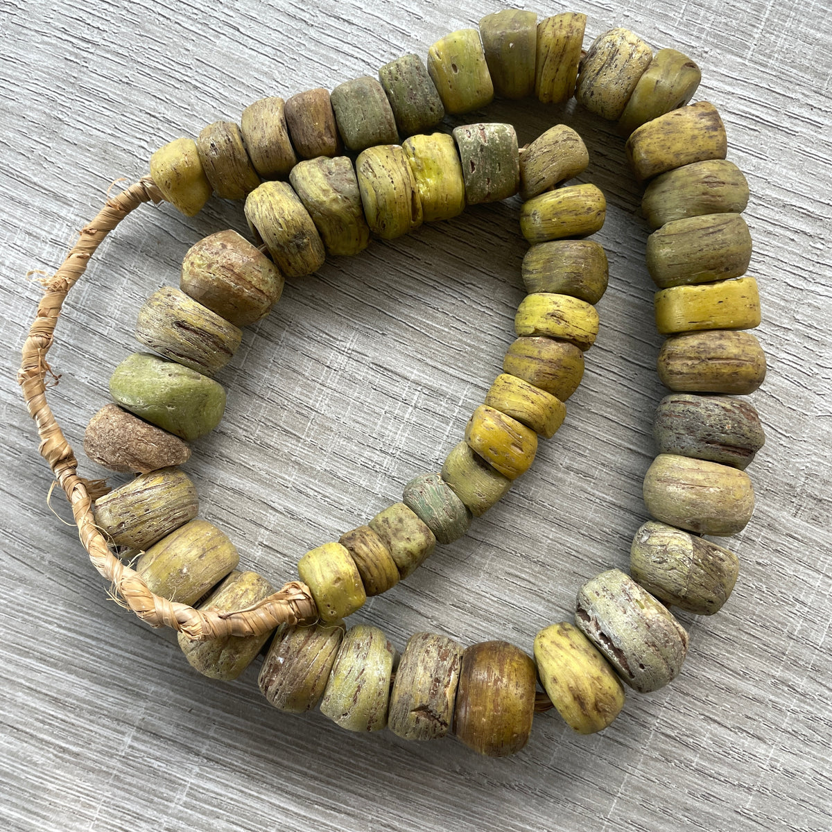 Antique Well Worn Yellow Hebron Beads - RIta Okrent Collection (AT1910)