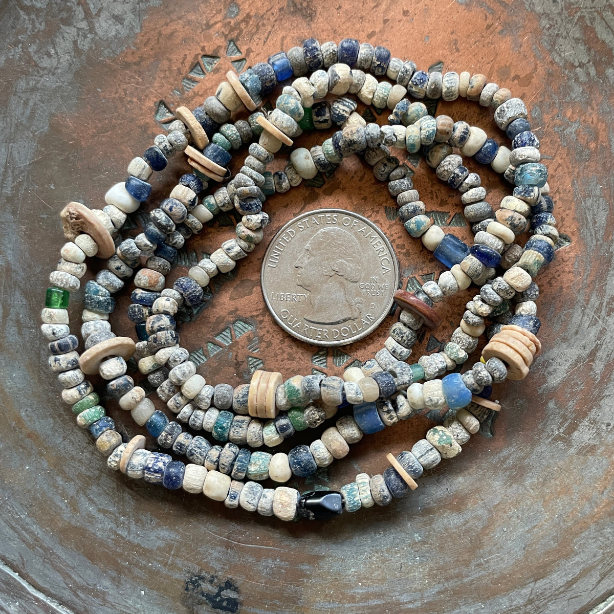 Antique and Ancient Glass Nila and Shell Bead Strand - Rita Okrent Collection (AT1919)