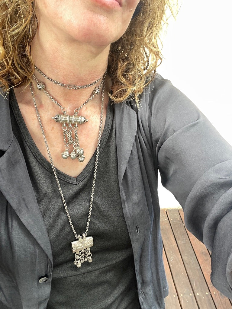 Choice of Two Silver Chain Necklaces with Prayer Box Amulets - Rita Okrent Collection (N631)