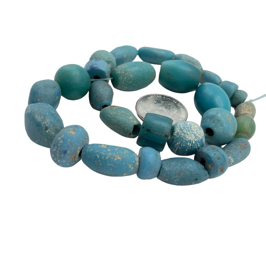 Gorgeous Medieval Islamic Glass Beads, Teal, Mixed Shapes - Rita Okrent Collection (AG405)