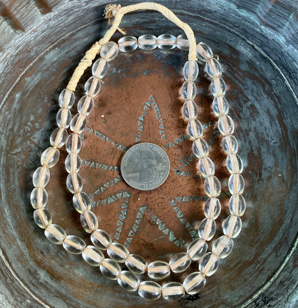 Vintage Bohemian Clear Oval Glass Beads from the African Trade - Rita Okrent Collection (ANT290)