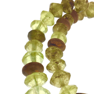 Graduated Strands of Antique Bohemian Glass Vaseline Beads in Yellow - Rita Okrent Collection (AT1124b)