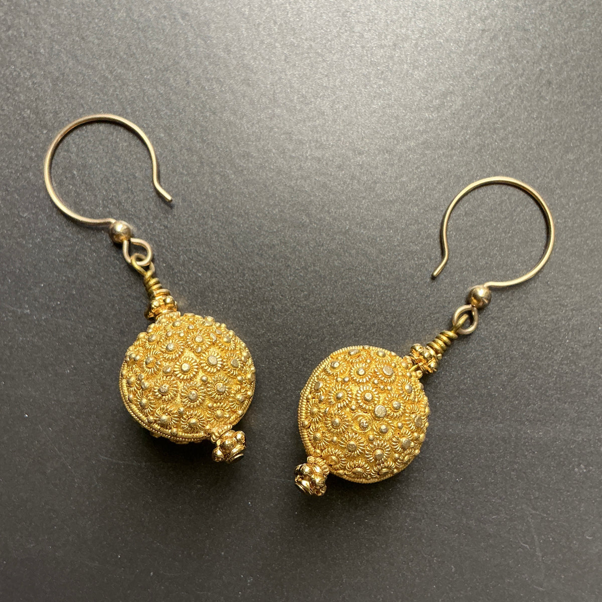 Granulated Gold Plated Handmade Bead Earrings - Rita Okrent Collection (E430)
