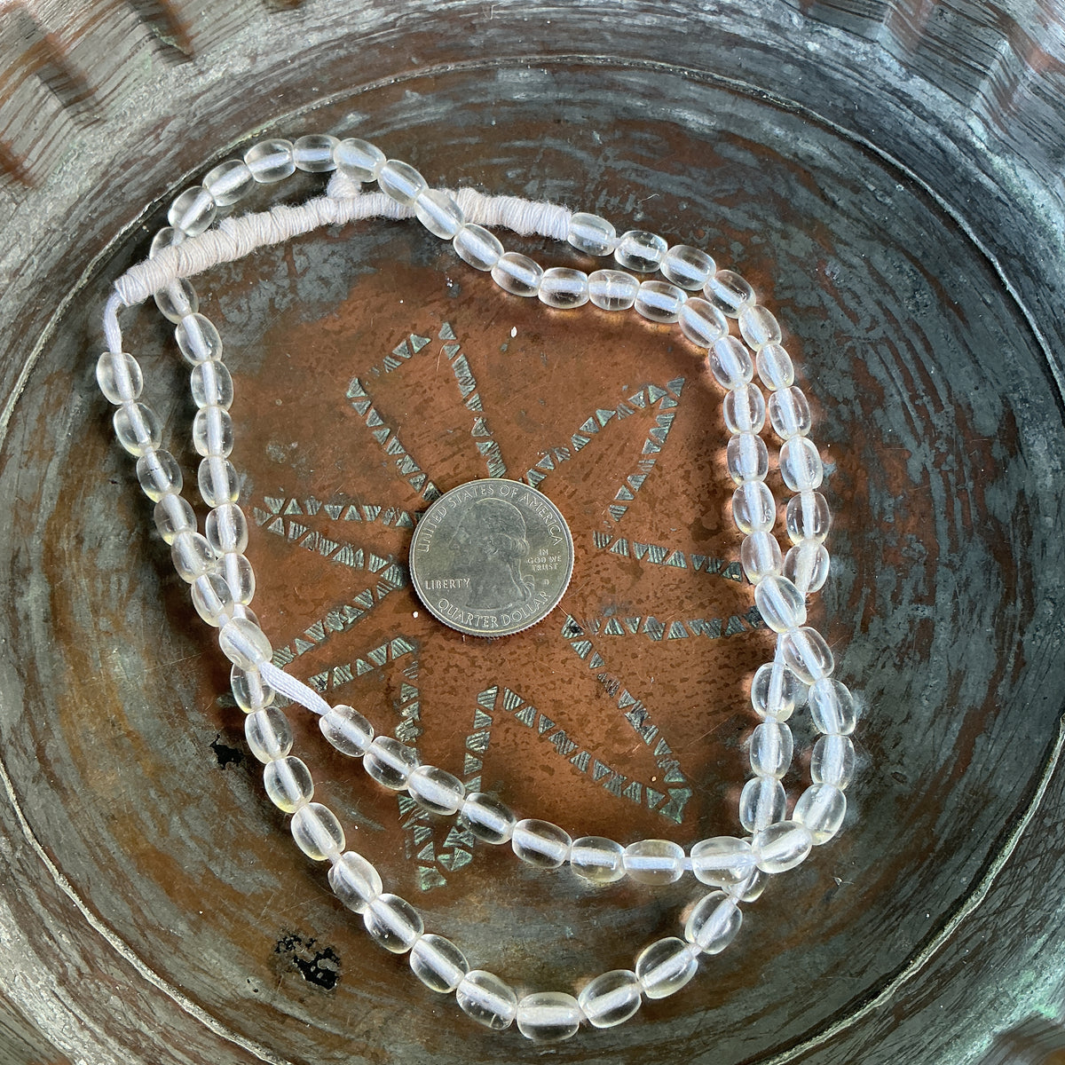 Vintage Bohemian Clear Oval Glass Beads from the African Trade - Rita Okrent Collection (ANT290)