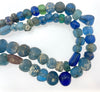 A Strand of Ancient Early Islamic Glass Beads, in Blue and Green, Some with Eyes  - Rita Okrent Collection (AG111p)
