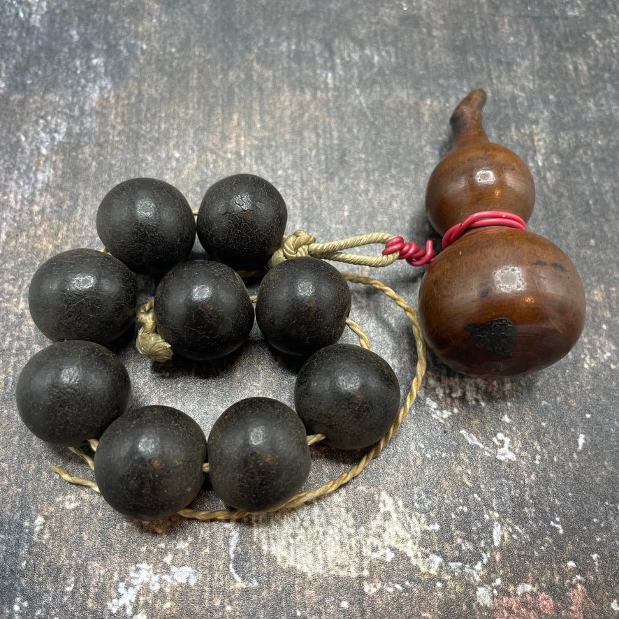 Wooden Jug Pendant with Matched Black Beads - Rita Okrent Collection (ANT208a)