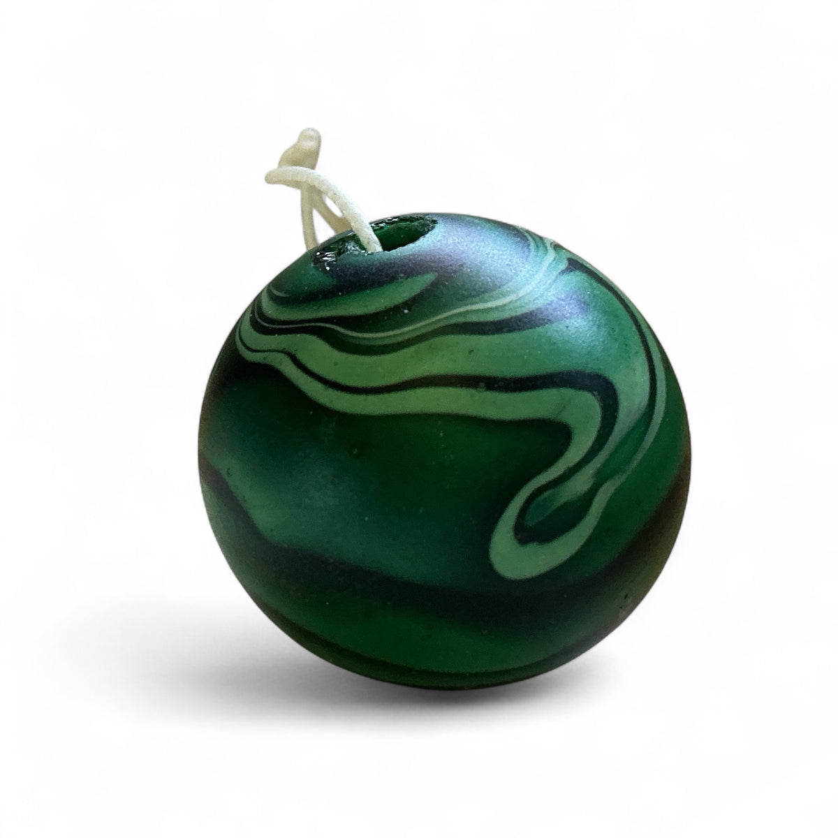 Large Antique Venetian Bead Adorned with Black and Green Swirls -  Rita Okrent Collection (C055)