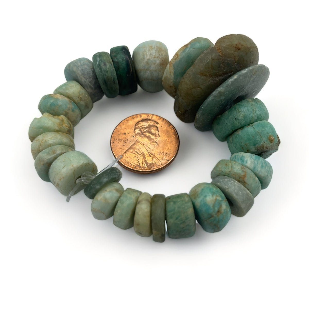 Short Strand of 25 Mixed Ancient Amazonite Beads from Mauritania - Rita Okrent Collection (S555)