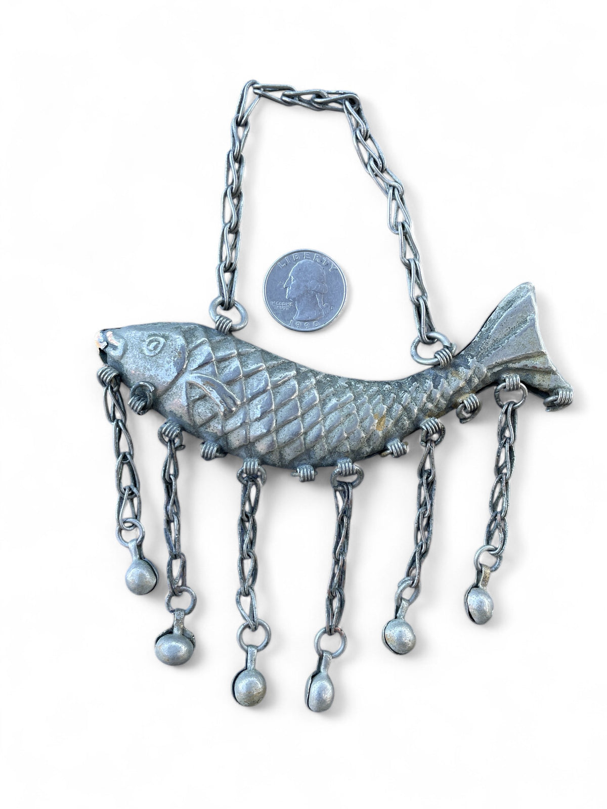 Large Hanging Metal Fish Pendant with Hanging Dangles, Egypt - Rita Okrent Collection (P961)