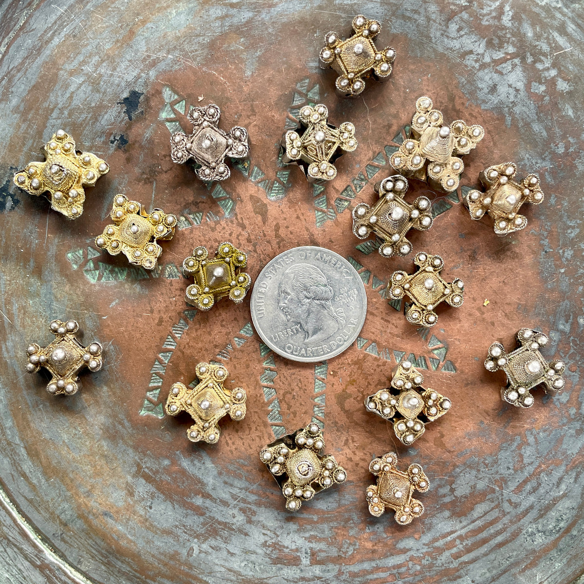 Old Mauritanian Gilded Silver Boghdod/Southern Cross Pendants - Rita Okrent Collection (P581)