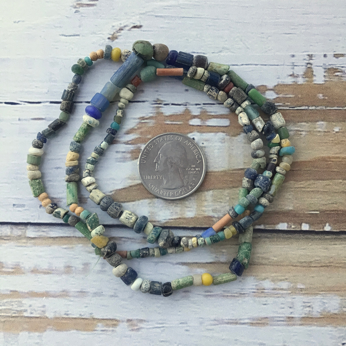 Ancient Glass Small Nila Beads from Mali, Many Colors - Strand B - Rita Okrent Collection (AT0649b)