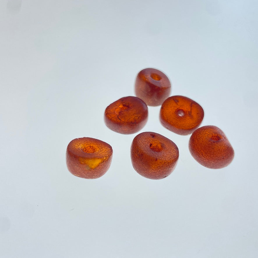 Set of Six Antique Baltic Natural Amber Beads - Rita Okrent Collection (C985)