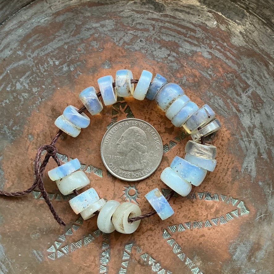 Short Strand of Antique European Opalescent Glass  Beads - Rita Okrent Collection (AT1931)
