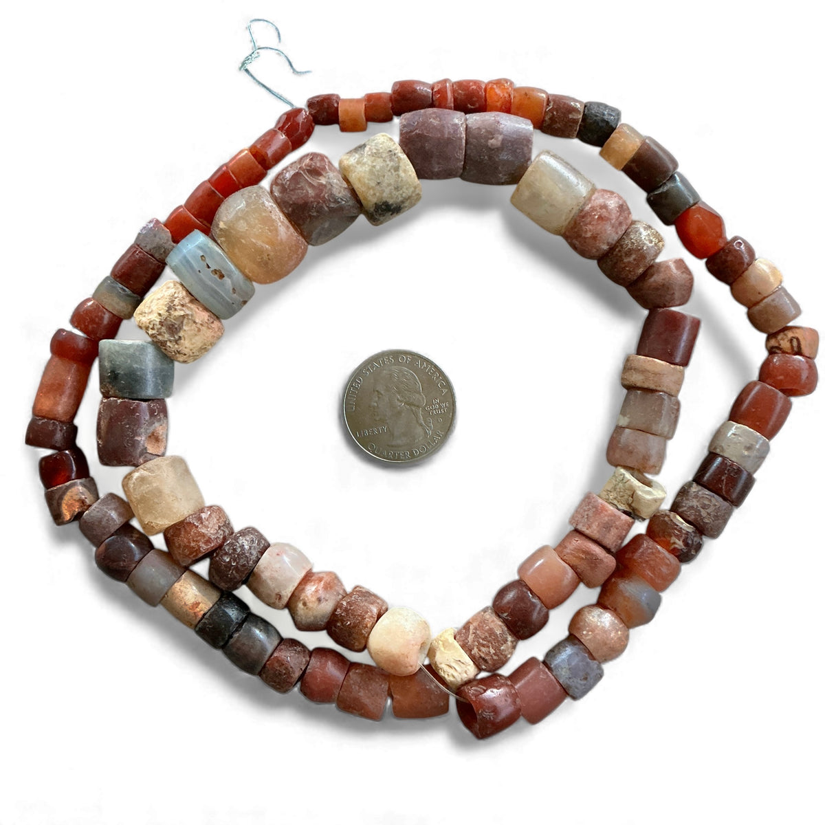 Neolithic and Ancient Mixed Agate Hand Carved Tube Beads - Rita Okrent Collection (S519)