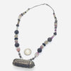 Antique Amethyst Bead Necklace with Antique Silver Pendant and Sri Lankan Silver Beads - NE051