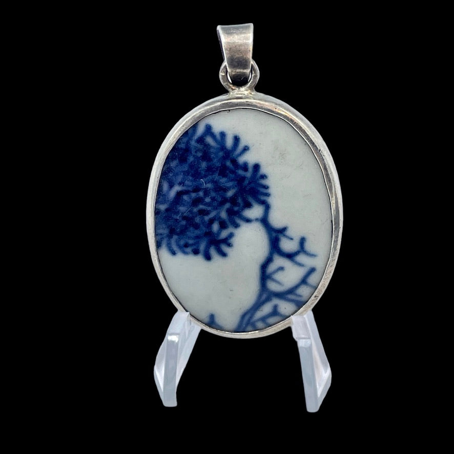 Blue and White Chinese Pottery Shard Pendant - Rita Okrent Collection (P247c)