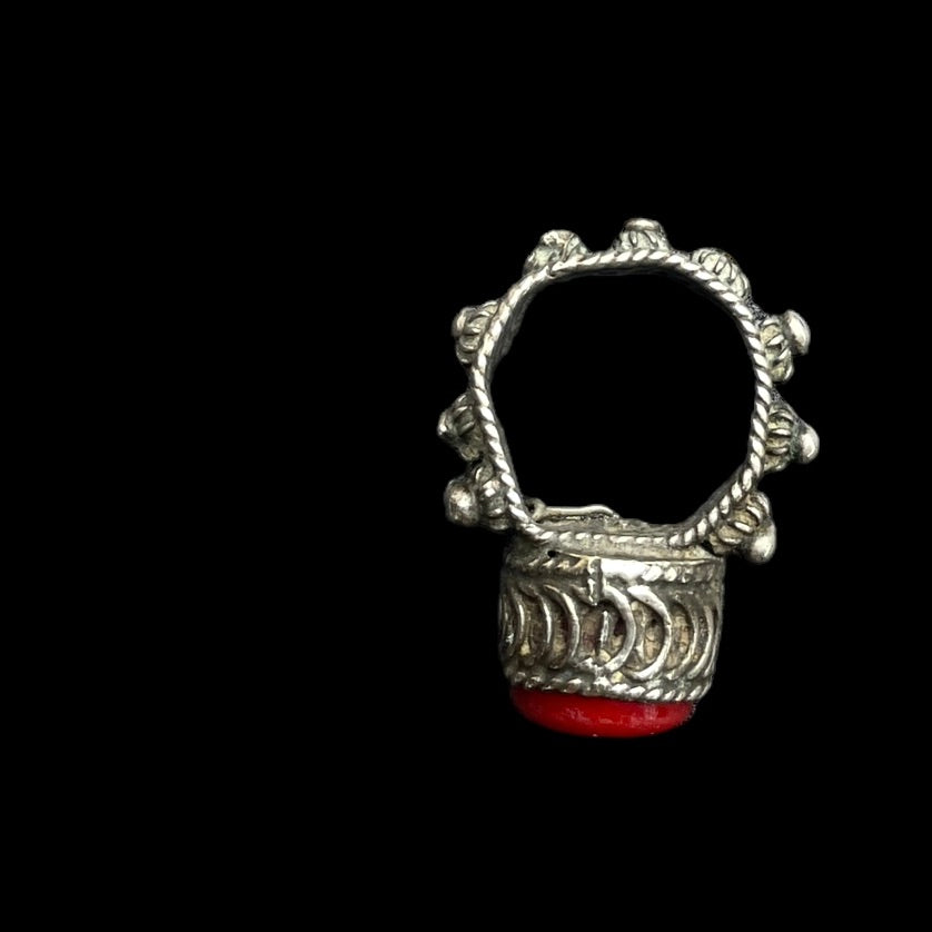 Antique Yemeni Silver Ring Adorned with Granulated Flowers- Rita Okrent Collection (BR034)