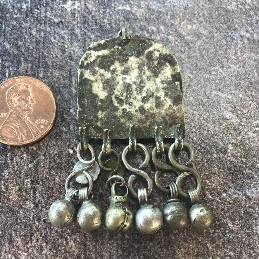 Small Antique Silver Pendant from Yemen with Dangles - Rita Okrent Collection (P846)