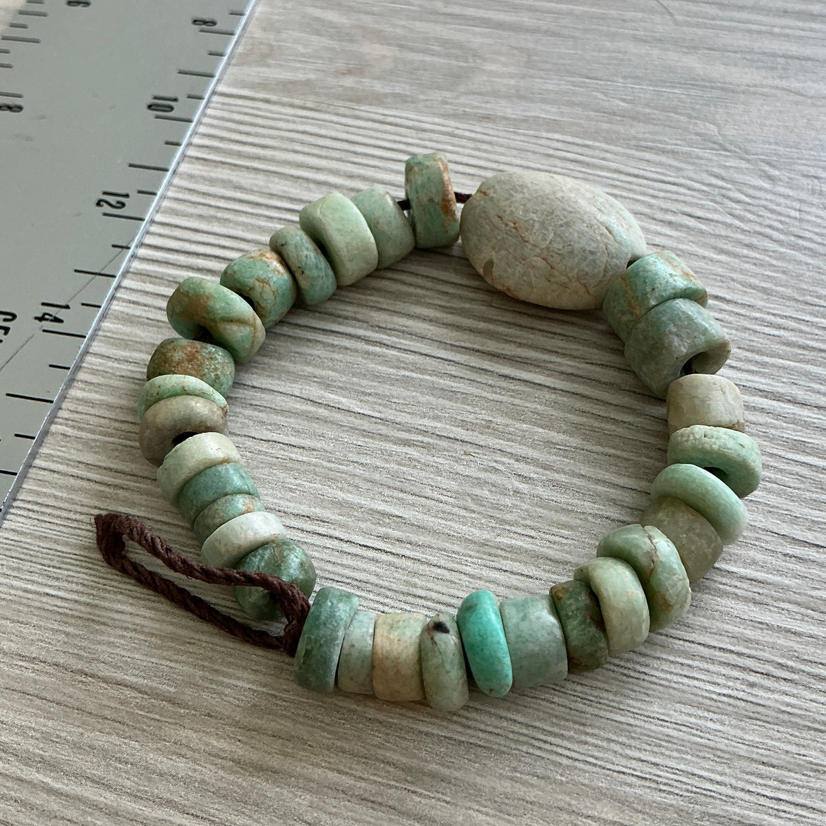 Short Strand of 30 Ancient Amazonite Stone Beads from Mauritania - Rita Okrent Collection (S573)
