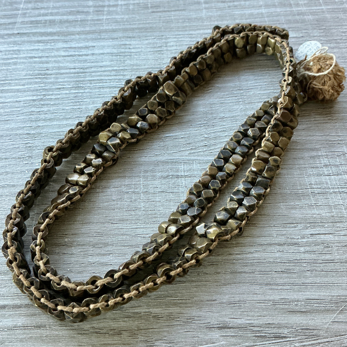 Woven Antique Indian Brass Bead Necklace from the African Trade - Rita Okrent Collection (AT0709)