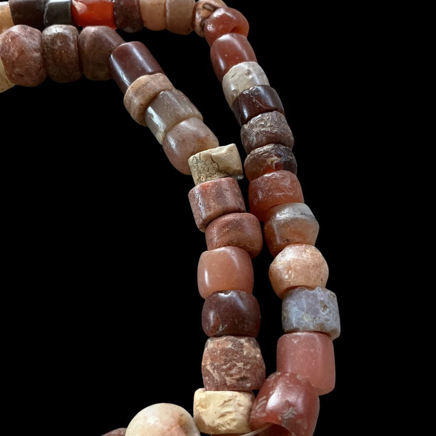 Neolithic and Ancient Mixed Agate Hand Carved Tube Beads - Rita Okrent Collection (S519)
