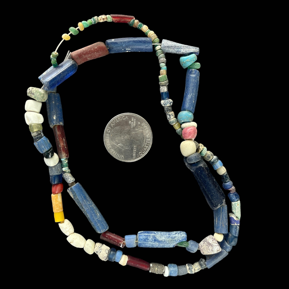 A Mixed Antique and Ancient Glass Kori and Nila Bead Strand - Rita Okrent Collection (AT0624c)