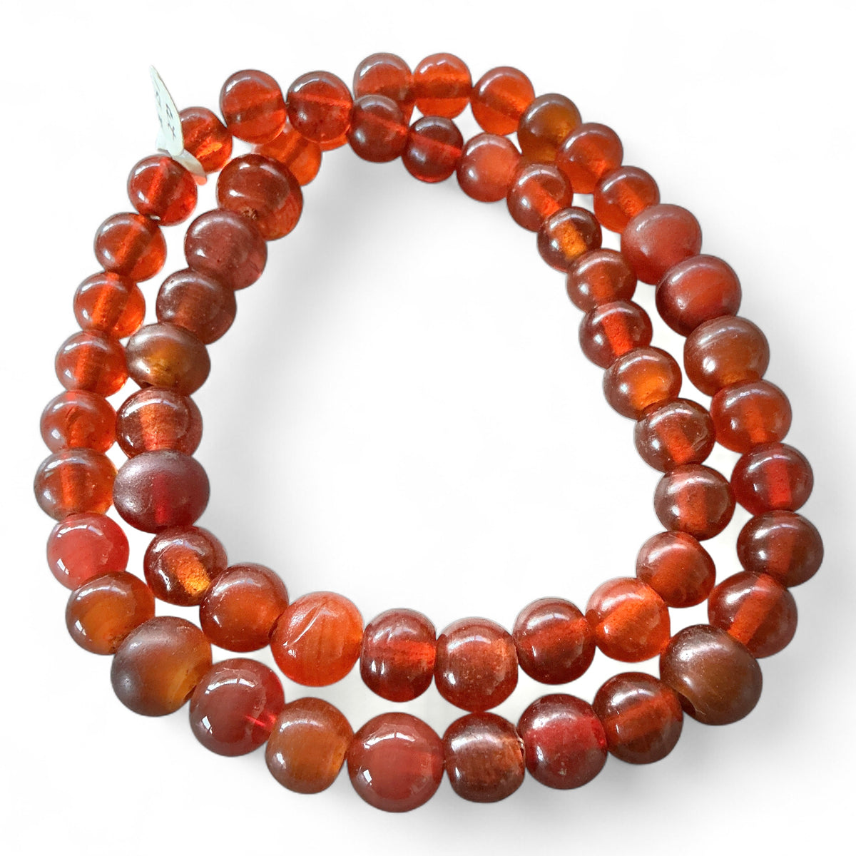 Vintage Red-Orange Bohemian Glass Beads - Rita Okrent Collection (AT1503a)