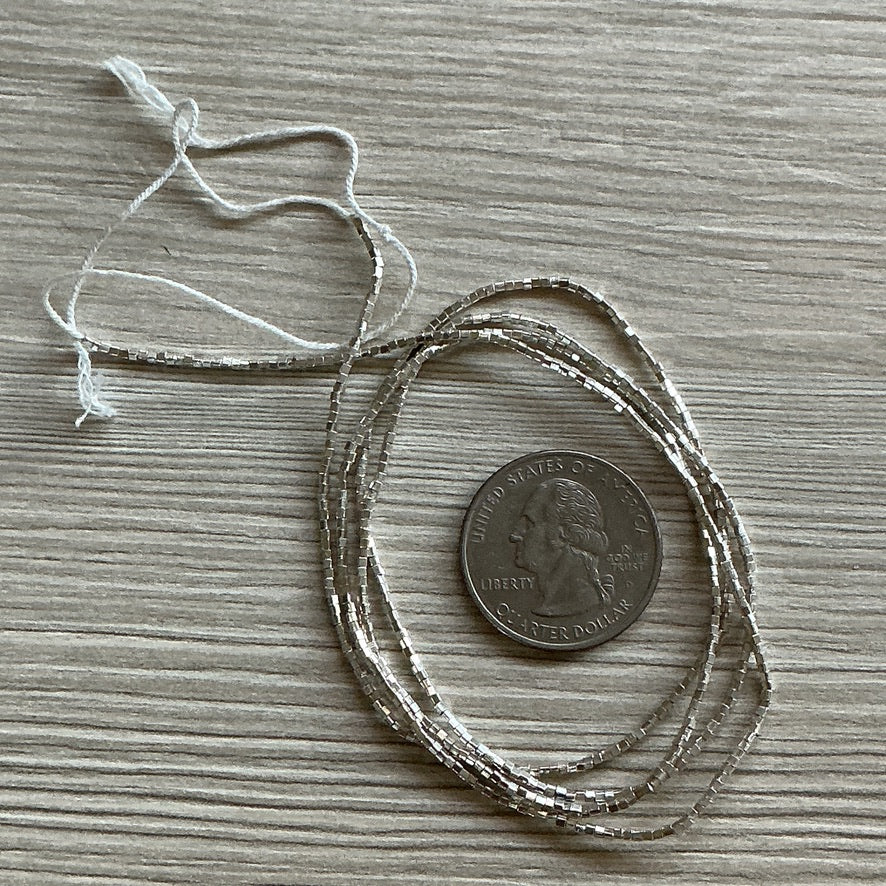 Long Strands of Tiny Square Sterling Silver Beads from the Thai Karen Hill Tribe - Rita Okrent Collection (NP108)