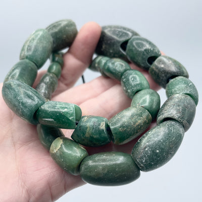 Ancient Deep Green Serpentine Stone Beads from Mauritania - Rita Okrent Collection (S497)