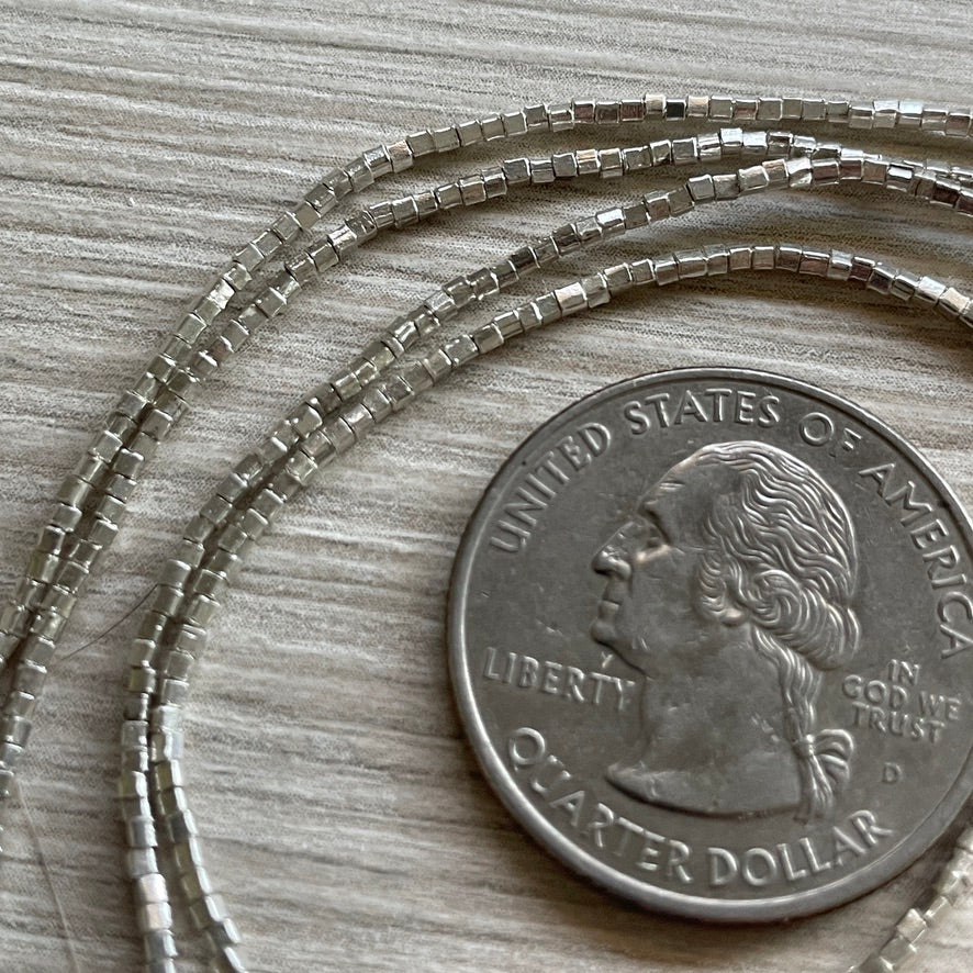 Long Strands of Tiny Square Sterling Silver Beads from the Thai Karen Hill Tribe - Rita Okrent Collection (NP108)