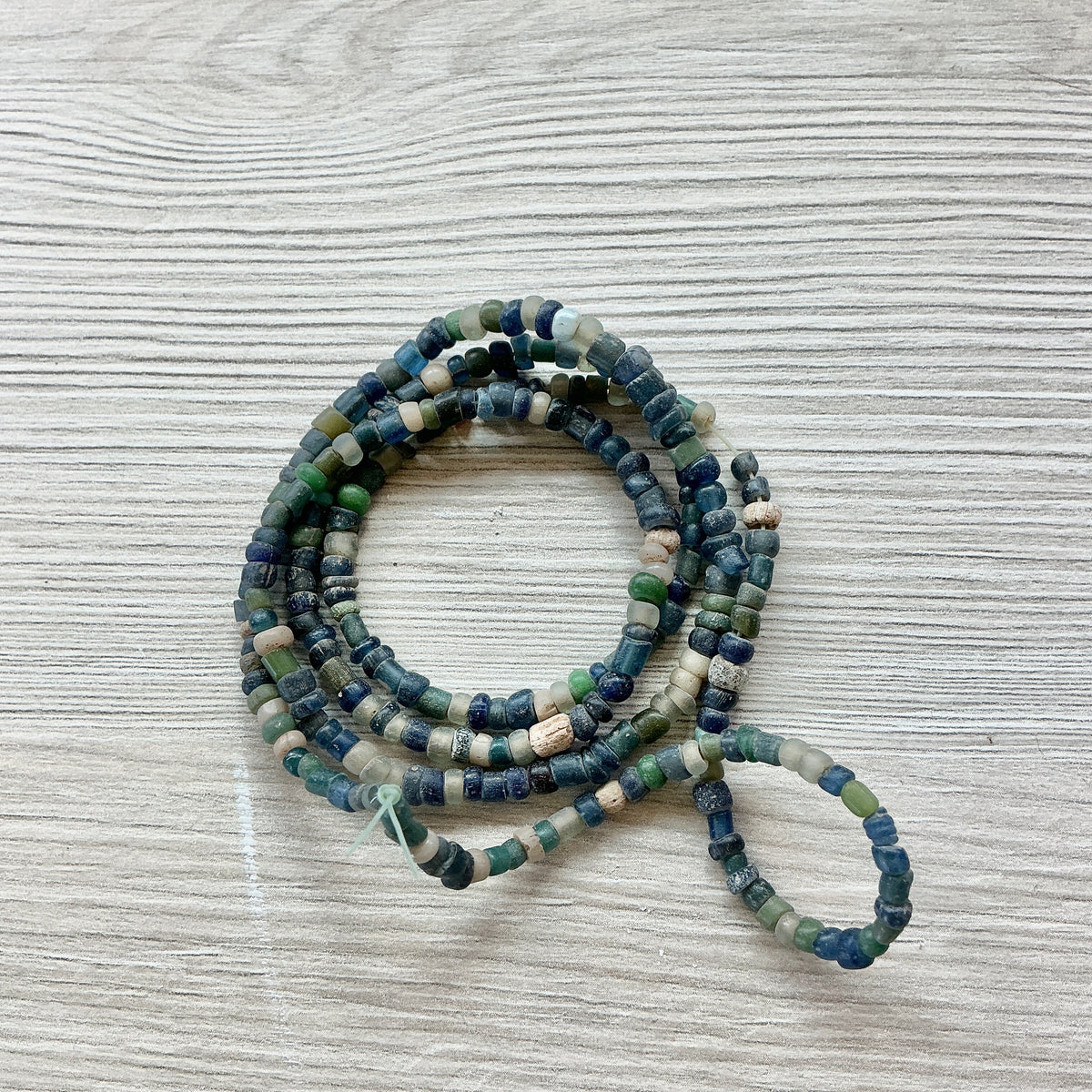Small Ancient Glass Indo-Pacific Nila Beads in Blue, Translucent White and Green - Rita Okrent Collection (AT1934)