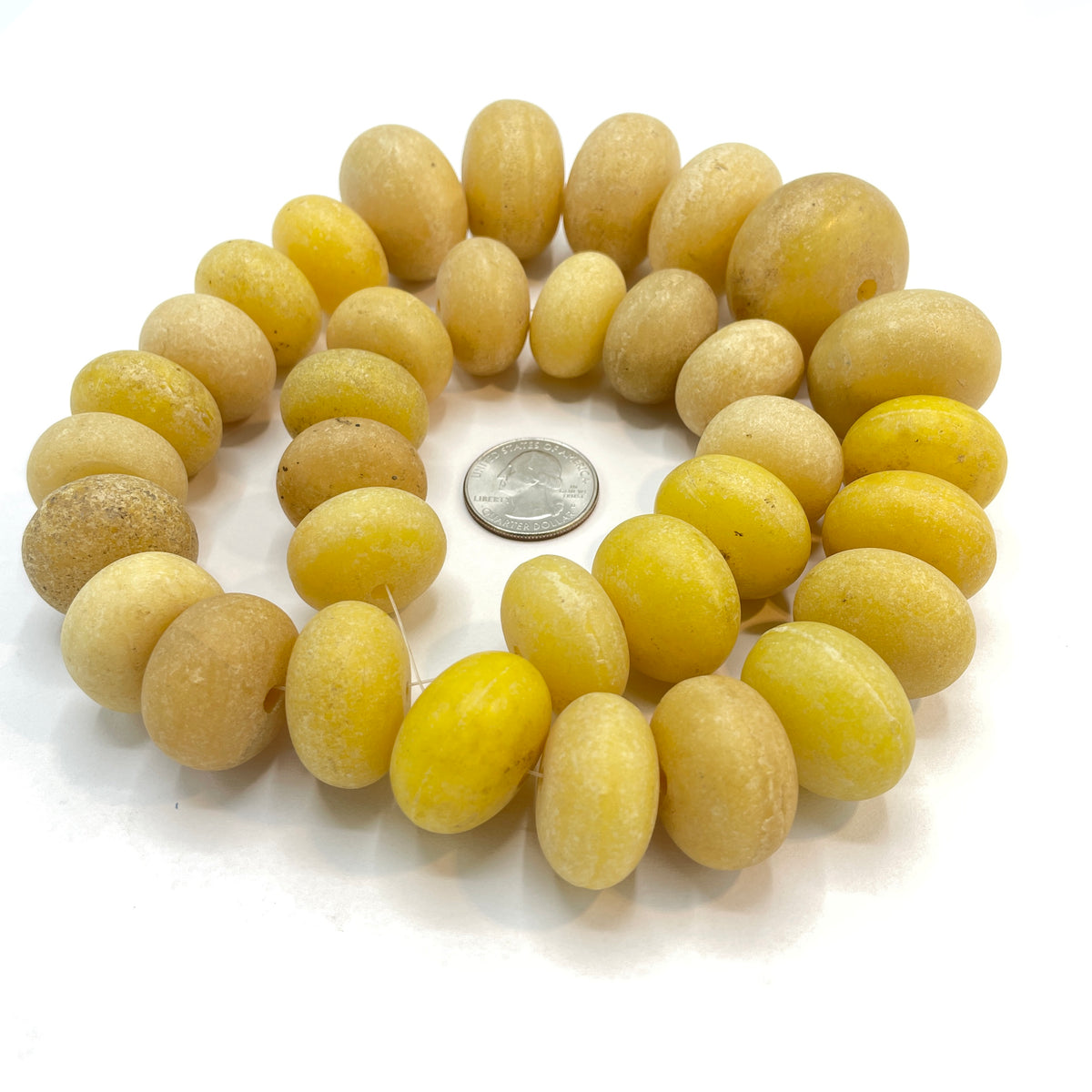 Pale Yellow Large Faux Amber Beads, Vintage, Africa - Rita Okrent Collection (AT0478b)