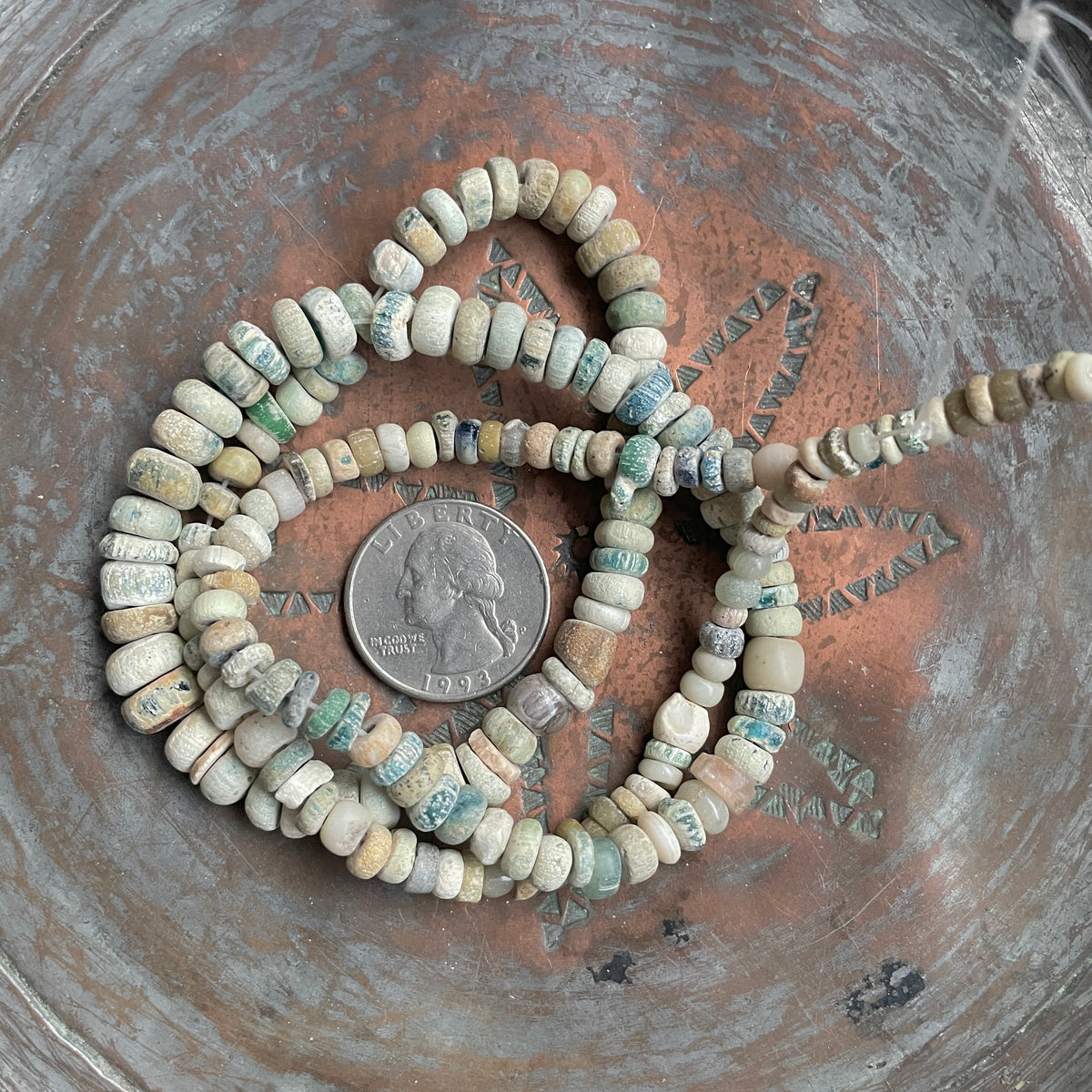 Well Worn Faded Beachy Medium Sized Djenne Nila Beads - Rita Okrent Collection (AT0945a)