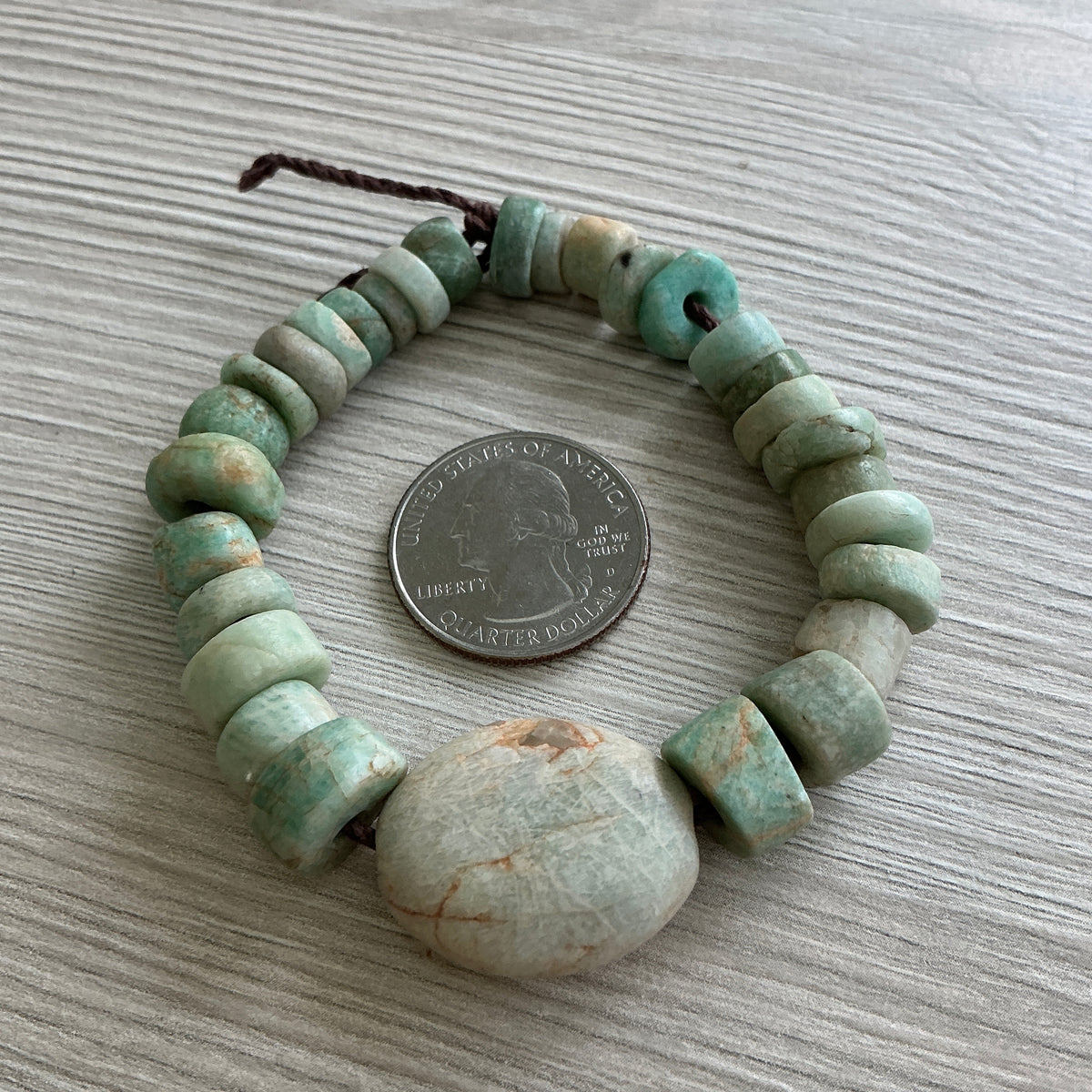 Short Strand of 30 Ancient Amazonite Stone Beads from Mauritania - Rita Okrent Collection (S573)