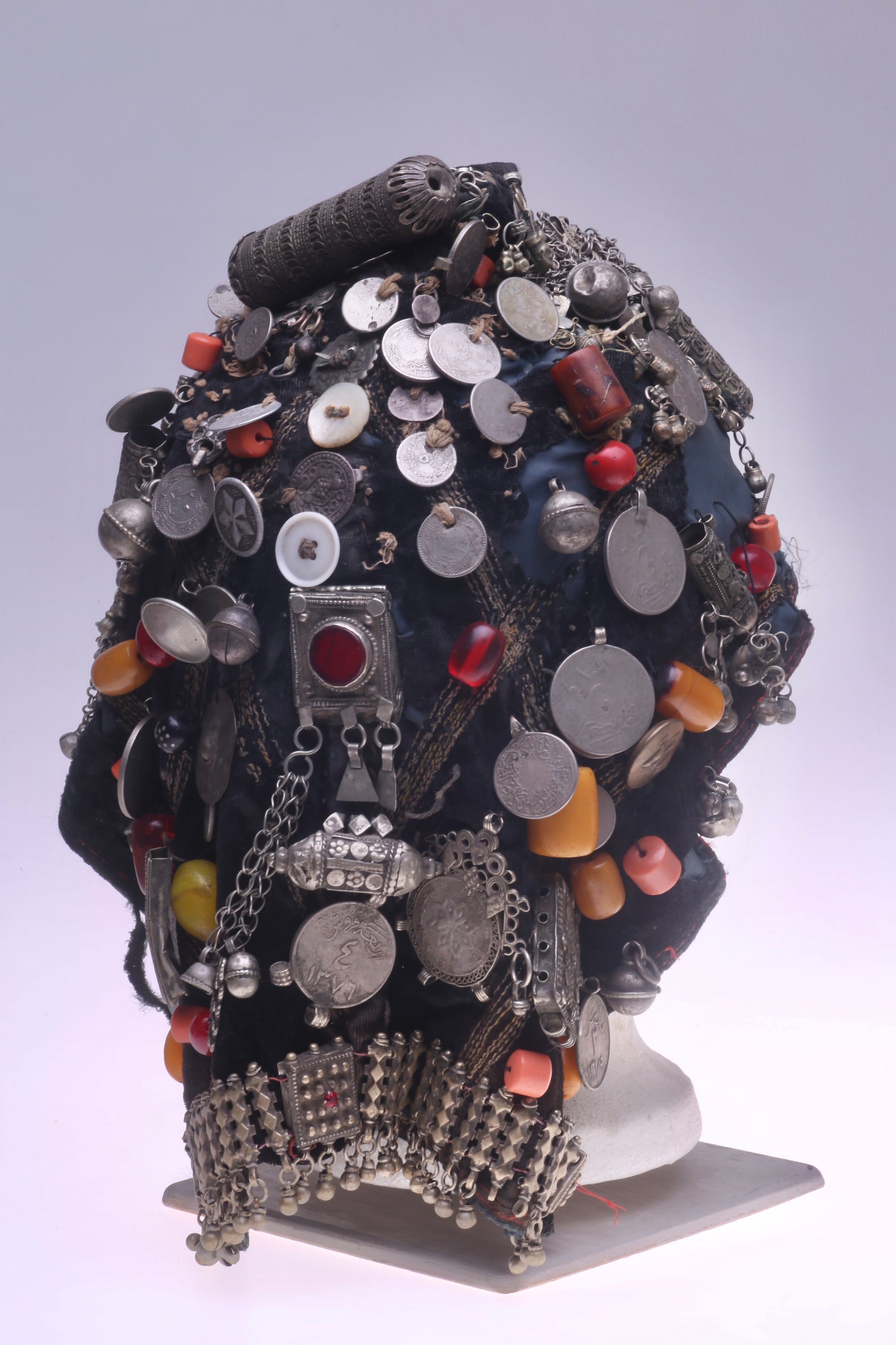 An Extraordinary, Richly Adorned Yemeni Woman’s Bonnet - Rita Okrent Collection (C910)