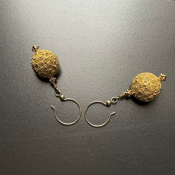 Granulated Gold Plated Handmade Bead Earrings - Rita Okrent Collection (E430)