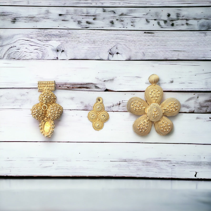 Group of Vintage Gold-Washed Granulated Amulets - Rita Okrent Collection (P959)