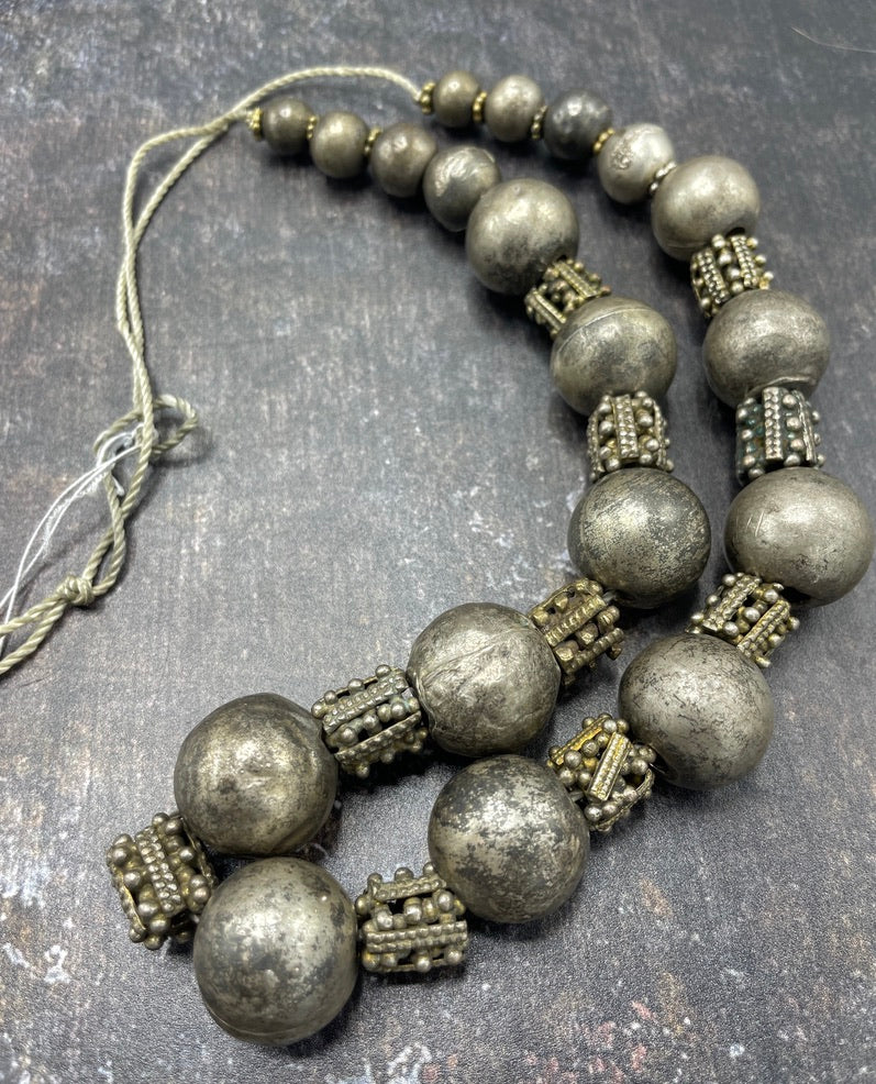 Antique Granulated Silver and Hollow Silver Beads Strands, from Yemen - Rita Okrent Collection (ANT549all)