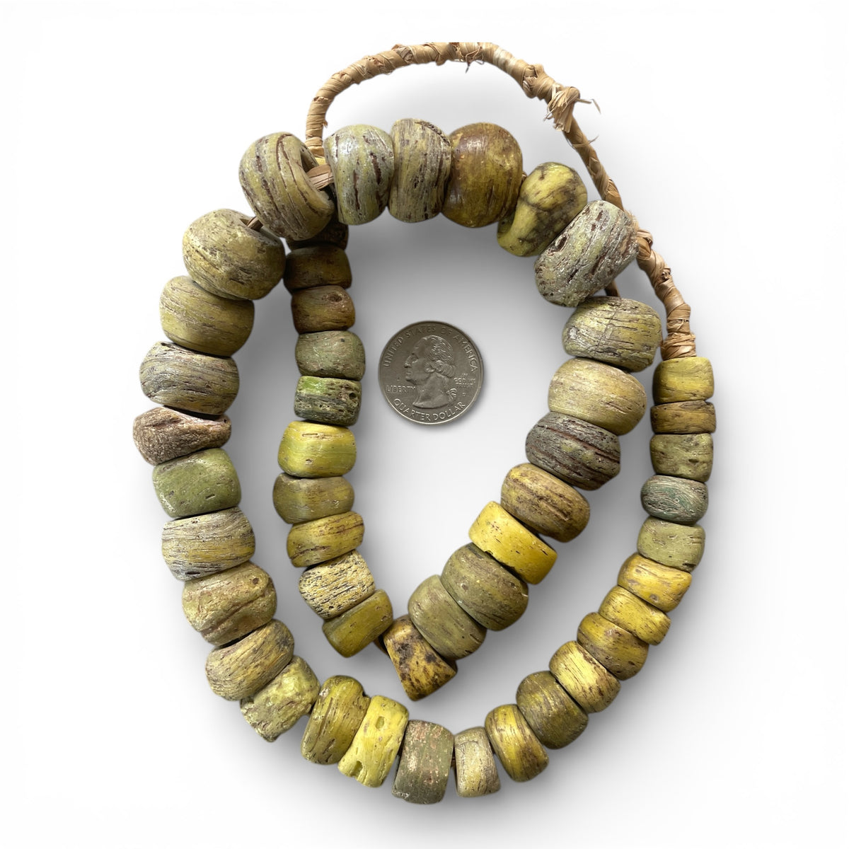 Antique Well Worn Yellow Hebron Beads - RIta Okrent Collection (AT1910)