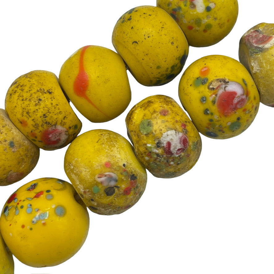 Antique Bohemian Yellow Glass Beads, Antique Trade Beads - Rita Okrent Collection (AT0813)