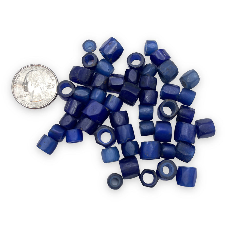 Group of Antique Faceted Russian Blue Glass Beads - Rita Okrent Collection (AT0836b)