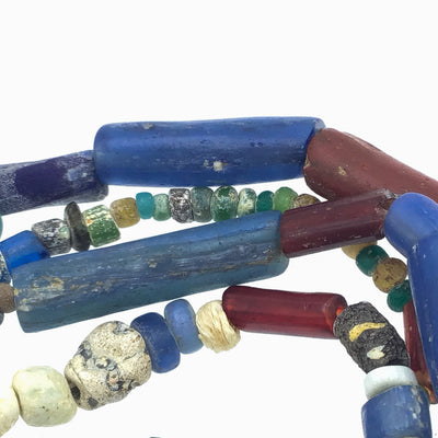 A Mixed Antique and Ancient Glass Kori and Nila Bead Strand - Rita Okrent Collection (AT0624c)